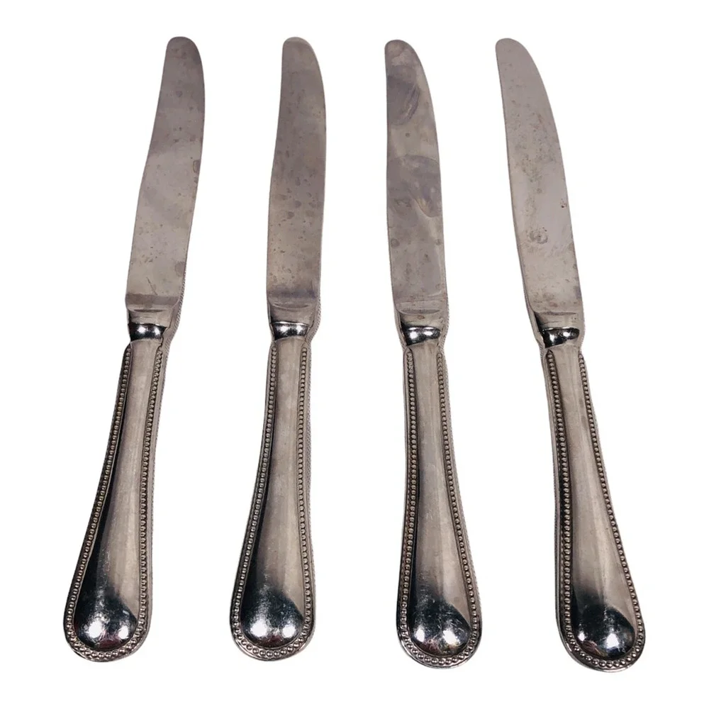 Couzon Set 4 Knife‎ Dinner Butter Knives Jean Le Perle Pattern France Stainless